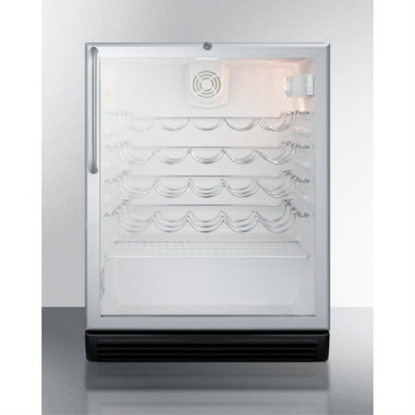 ADA compliant commercially approved wine cellar for built-in undercounter use with glass door and stainless steel cabinet