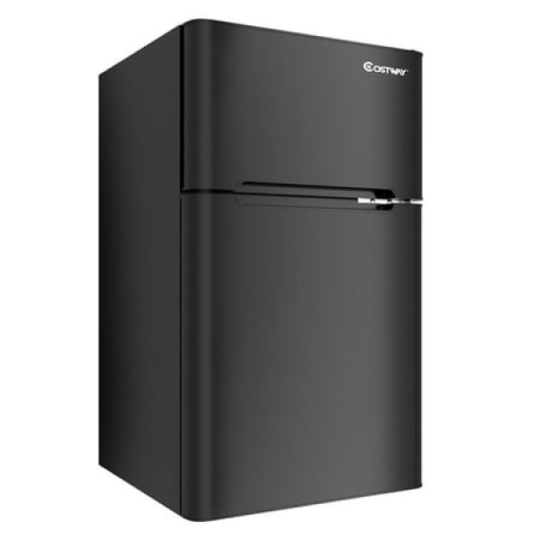 Costway Refrigerator Small Freezer Cooler Fridge Compact 3.2 cu ft. Unit Black