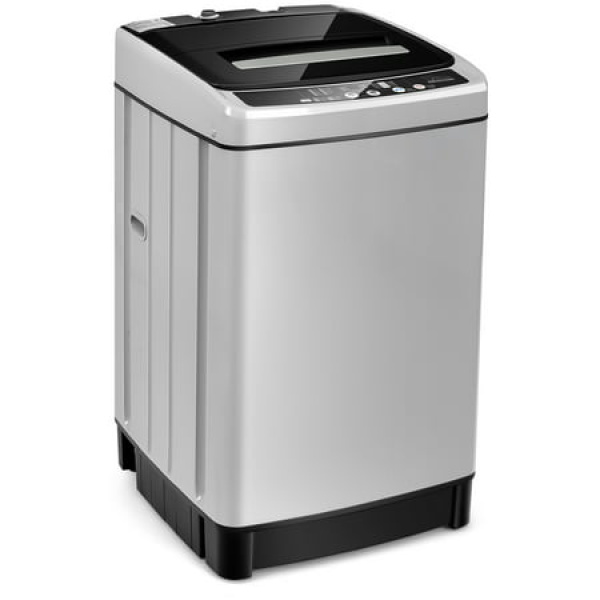 Gymax Compact Full-automatic Washing Machine Laundry Washer w/ 11 lbs Capacity Grey