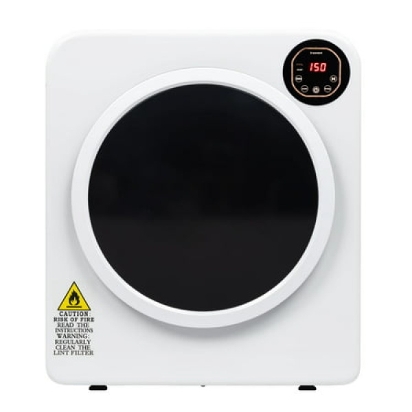 Ktaxon 3.5 Cu.Ft Stainless Steel Compact Electric Clothes Dryer With LCD Display White