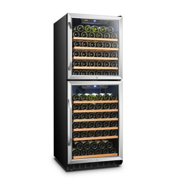 Lanbo 133 Bottle Built-in Dual Zone Black Wine Refrigerator 24 inch