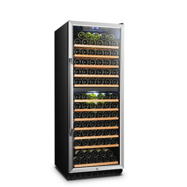 Lanbo 141 Bottle Built-in Dual Zone Compressor Wine Cooler Refrigerator 24 inch