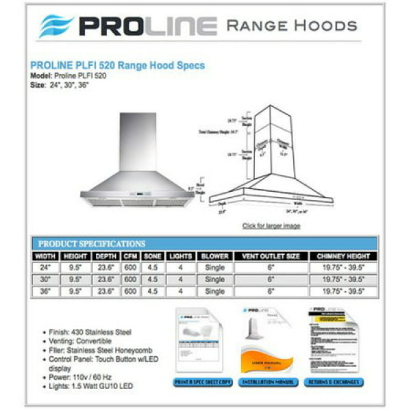 ProLine Range Hoods 30 600 CFM Convertible Island Range Hood