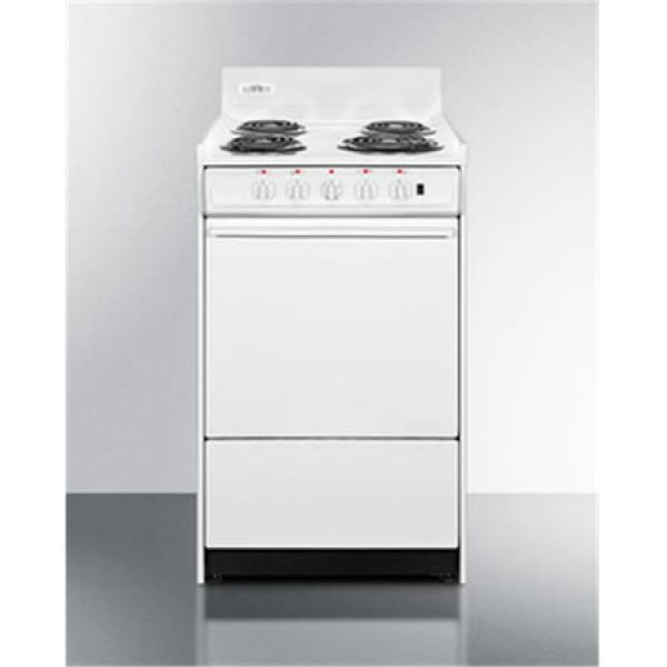 Summit Appliance WEM1171Q 20 in. Electric Range with Indicator Lights & A Three-prong Line Cord White