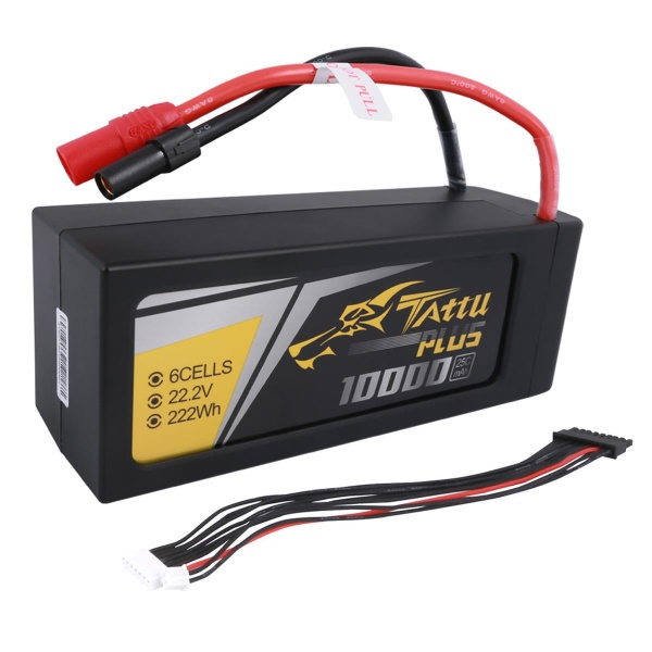 Tattu Plus 10000mAh 22.2V 25C 6S Lipo Battery with AS150+XT150 Plug