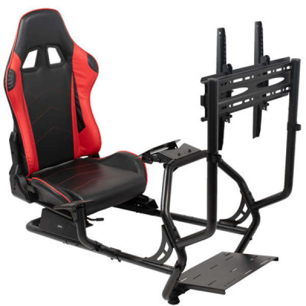 Vivo Adjustable Reclining Faux Leather PC and Racing Game Chair in Black/Red