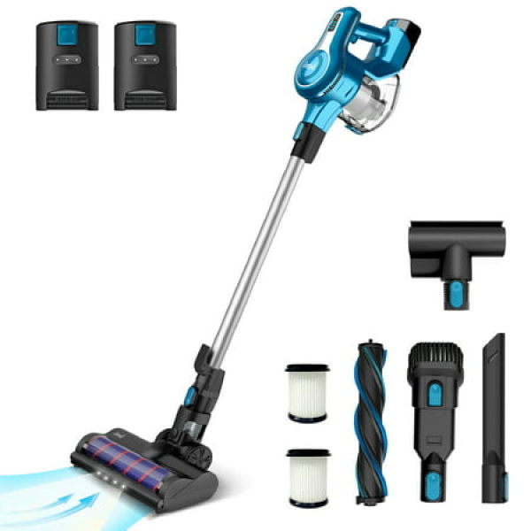 INSE 30Kpa 300W Cordless Vacuum Cleaner with 2 Batteries Rechargeable Brushless Stick Vacuum for 90mins Runtime 10-in-1 Lightweight Powerful Cordless Vacuum for Carpet Hard Floor Pet Hair