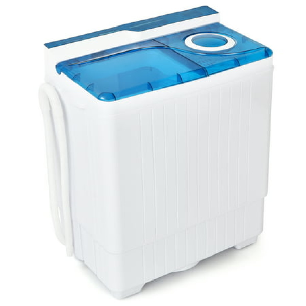 Gymax 26 lbs Twin Tub Laundry Washer Portable Semi-Automatic Washing Machine Blue