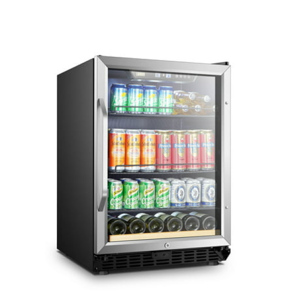 Lanbo 110 Cans 6 Bottle Under Counter Built-in Compressor Beverage Cooler 24 inch Width