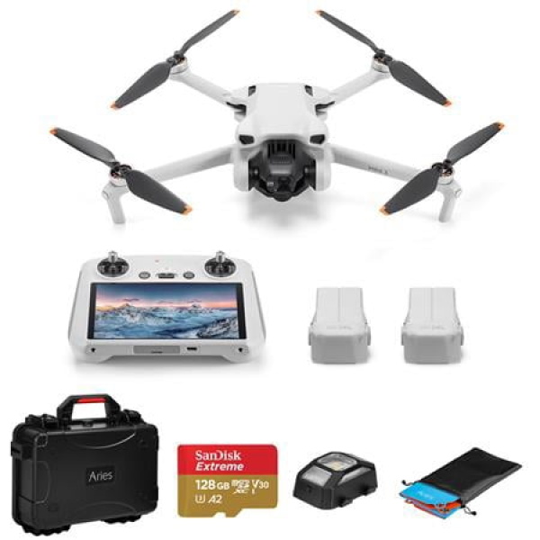 Mini 3 Drone Fly More Combo with RC Remote Controller Carrying Case 128GB microSD Card Anti-Collision Light Landing Pad