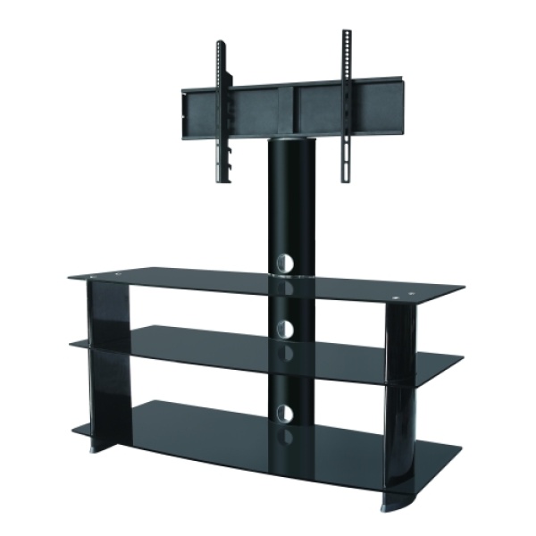 3-Layers TV Stand with 37 in. - 60 in. Mounting Bracket - Black