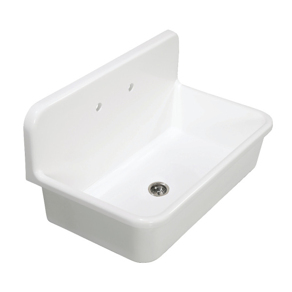 36 in. Arcticstone Solid Surface Top-Mount Kitchen Sink with Backsplash, Matte White