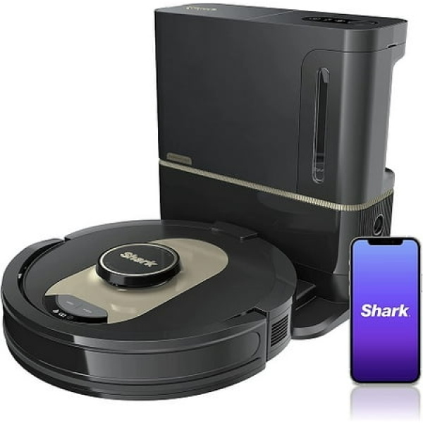 Shark AV2501AE AI Robot Vacuum with XL HEPA Self-Empty Base Bagless 60-Day Capacity LIDAR Navigation Perfect for Pet Hair Compatible with Alexa Wi-Fi Connected Carpet & Hard Floor Black