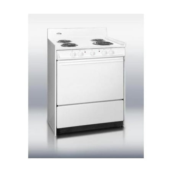 Summit WEM210 30 W 4-Burner Electric Coil Top Range - White/White