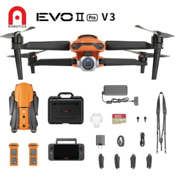 Autel Robotics EVO II Pro V3 rugged bundle 6K Camera Drone Orange 12-Bit Image 6K HDR Video Camera Drone Moonlight Algorithm 2.0 (ISO 44000) for Stunning Night Scene