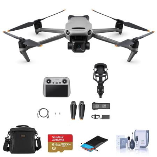 Mavic 3 Classic Drone with RC Controller Bundle with Shoulder Bag 64GB microSD Card Landing Pad Cleaning Kit