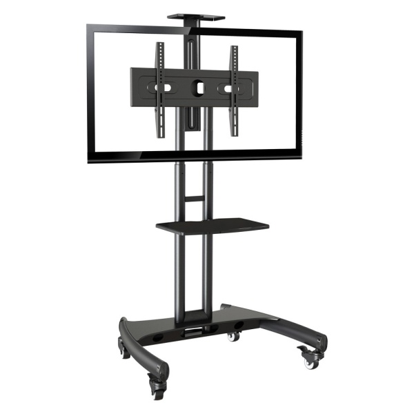 Standard Flat Panel TV Stand for TVs up to 70" with AV Cart Range Black - Rocelco