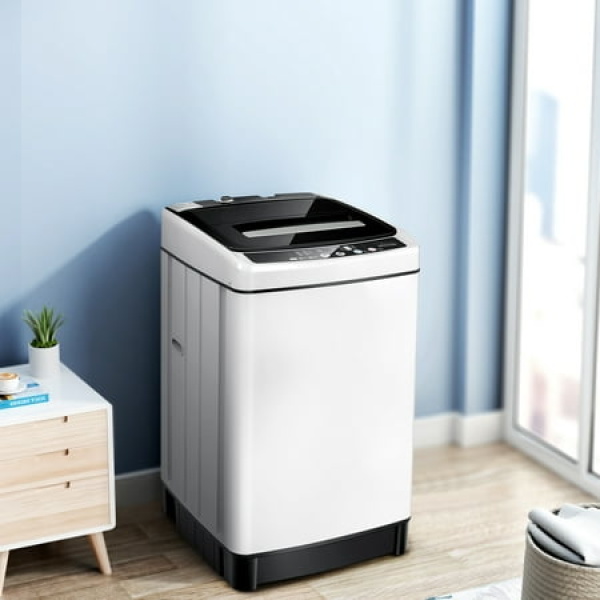 Gymax Capacity 11 lbs. Compact Full-automatic Washing Machine Laundry Washer White