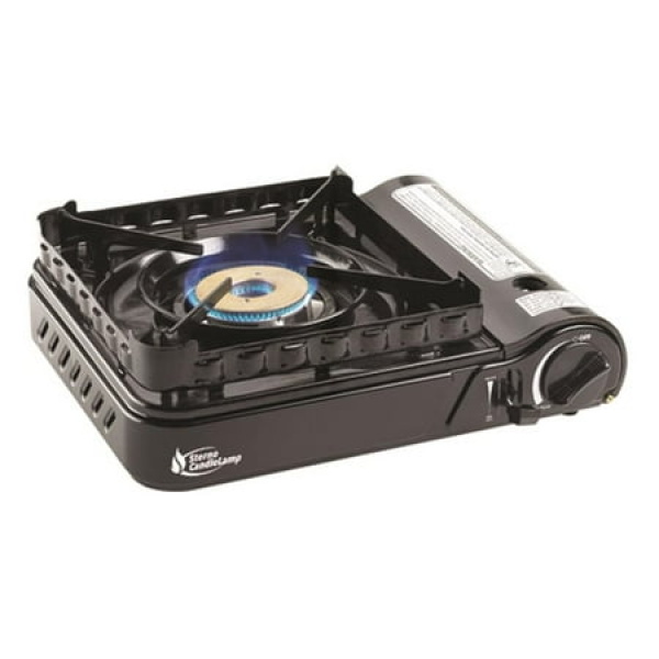 Sterno 50181 Portable Butane Stove with Piezo Electronic Ignition and Adjustable Flame 15 000 BTU Black