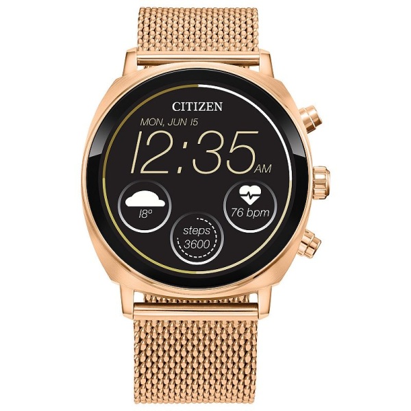 Citizen CZ Smart 41mm Rose Gold Casual Smartwatch with Stainless Steel Mesh Bracelet, Yellow, Large