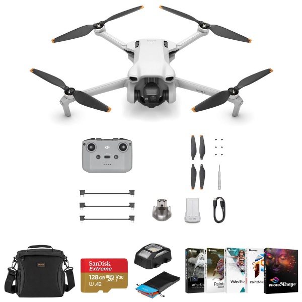 DJI Mini 3 Drone with RC-N1 Remote Control, 128GB microSD Card & Accessories Kit