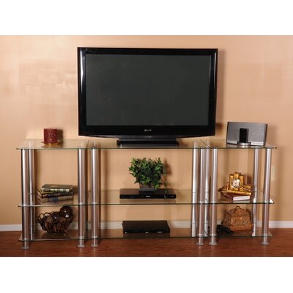 Extra Tall Glass and Aluminum TV Stand