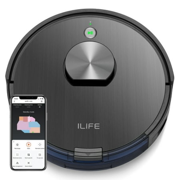 ILIFE A10-W Robot Vacuum Cleaner Wi-Fi Smart Laser Navigation 2-in-1 Roller Brush,Mapping Selective Room Cleaning No-Go Zone 2000 Pa