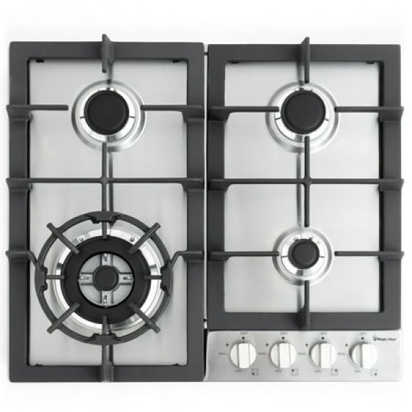 Magic Chef 24 Inch Gas Cooktop with 4 Burners Stainless Steel