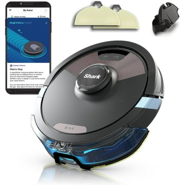 SHARK RV2620WD AI Ultra Robot Vacuum and Mop with Matrix Clean Navigation CleanEdge Technology Perfect for Pet Hair Carpets Hard Floors Compatible with Alexa Black/Mocha