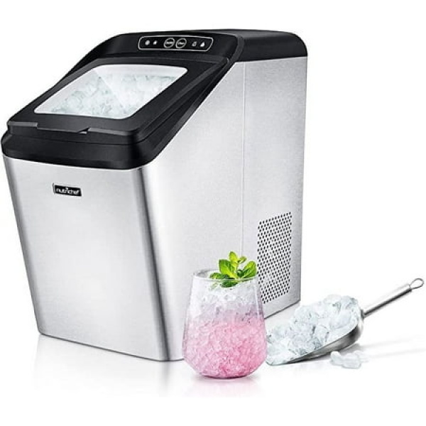 Countertop Nugget Ice Maker Machine - Electric Nugget Ice Maker Countertop with Ice Scoop and Basket