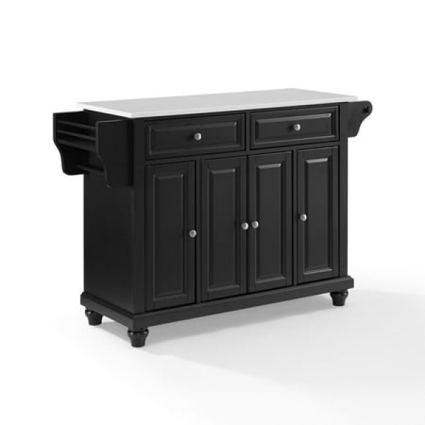 Crosley Cambridge Stone Top Full Size Kitchen Island/Cart Black/White