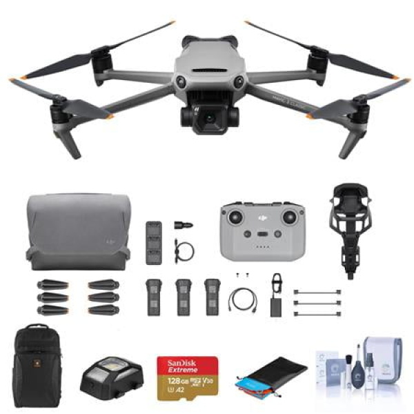 Mavic 3 Classic Drone with RC-N1 Remote Controller Bundle with Fly More Kit 128GB microSD Card Backpack Anti-Collision Light Landing Pad Cleaning Kit