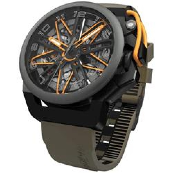 RIM GT Reversible Chronograph Skeleton Dial Automatic Mens Watch, Black