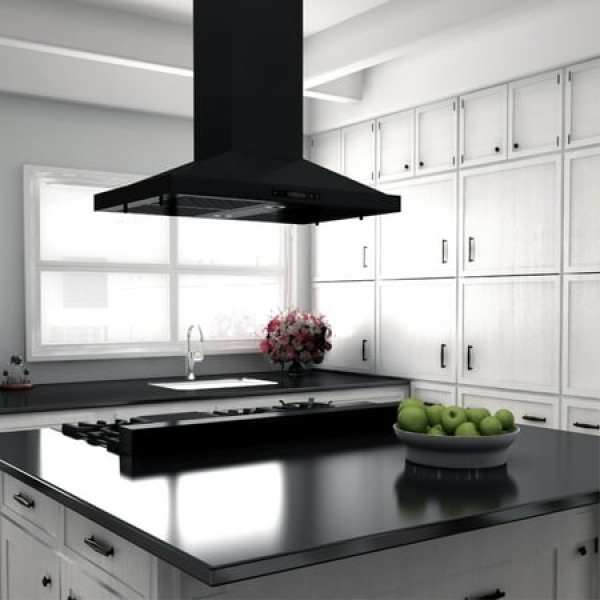 ZLINE 48 in. Porcelain Rangetop in Black Stainless with 7 Gas Burners (RTB-48)