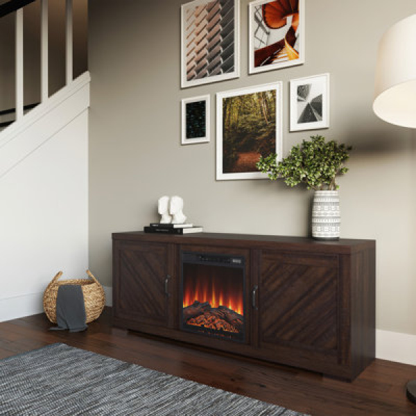 Blazice TV Stand to 65" with Electric Fireplace Included