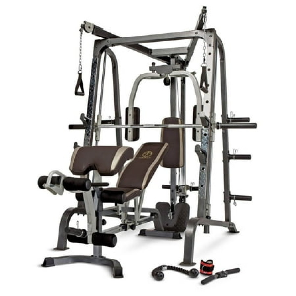 Marcy Diamond Elite Olympic Smith Cage Machine Plate Loaded Home Gym Total Body Workout Machine (MD-9010G)