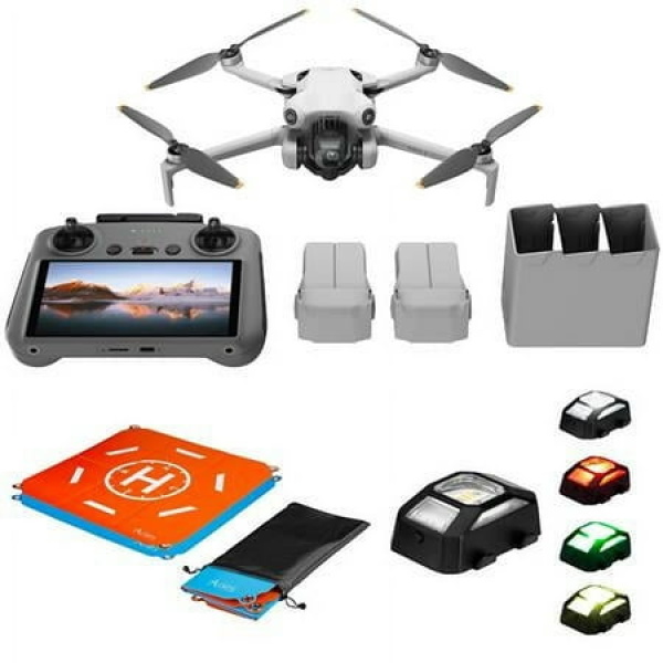 Mini 4 Pro Drone Fly More Combo Plus Bundle with Landing Pad and Strobe Light