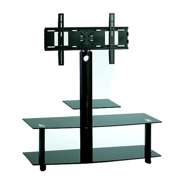 TygerClaw Glass Pedestal TV Stand, Screens up to 60", Black (LCD8401BLK)