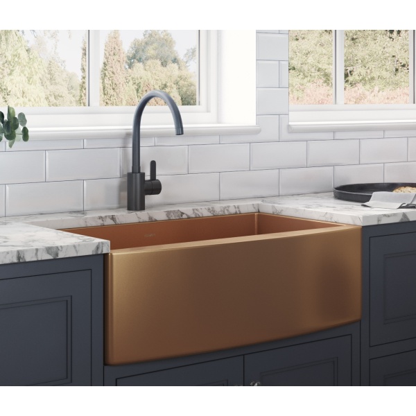 30 in. Apron-Front Farmhouse Stainless Steel Single Bowl Kitchen Sink - Copper Tone Matte Bronze