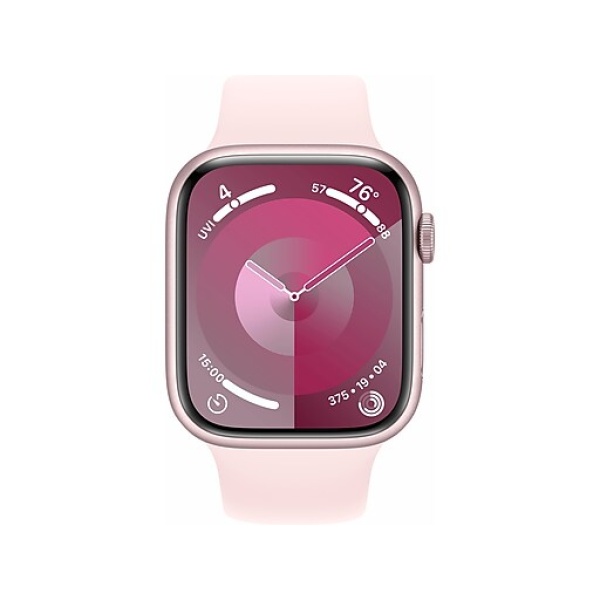 Apple Watch Series 9 (GPS) Smartwatch, 45mm, Pink Aluminum Case with Light Pink Sport Band, M/L (MR9H3LW/A)