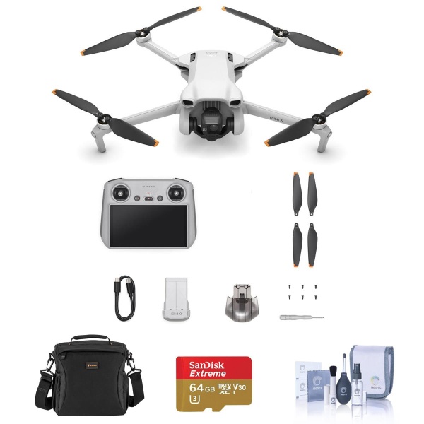 DJI Mini 3 Drone with RC Remote Controller, 64GB microSD Card & Accessories Kit