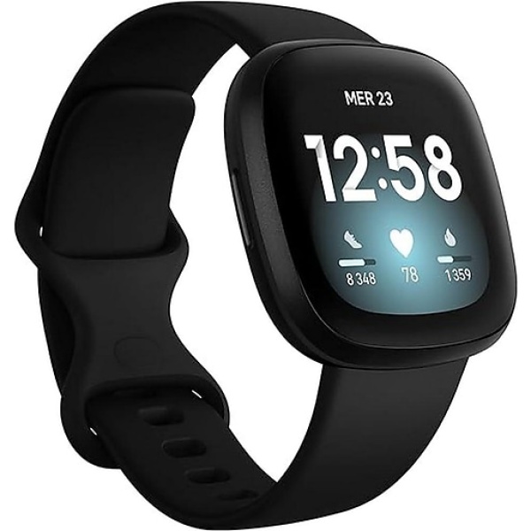 Google Fitbit Versa 3 Tracker, Black / Graphite Aluminum (FB511GLNVS-BNDL2)