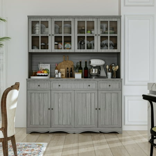 MONSLIPA Buffet Sideboard with Adjustable Shelf Kitchen Storage Cabinet for Living Room Dining Room Hallway