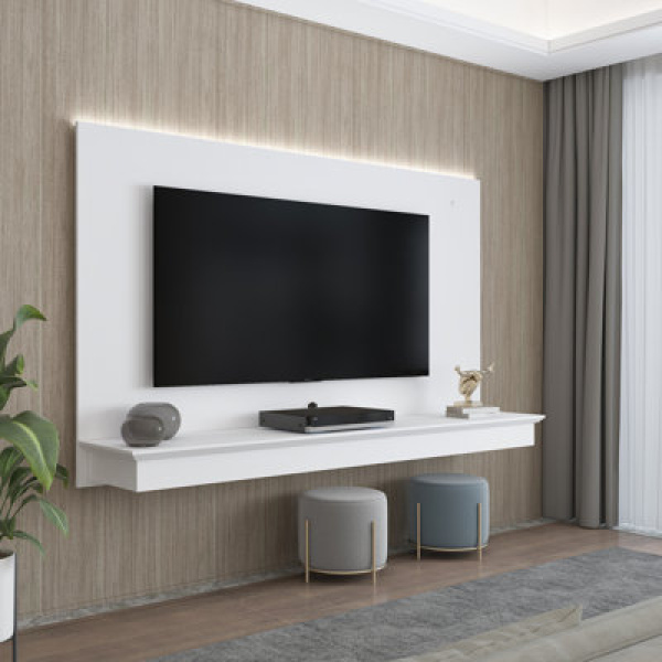 Dymphia Floating Entertainment Center for TVs up to 65 inch, TV Wall Panel with LED Strip and Shelf