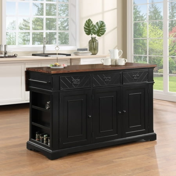 Office Star Products Palisade Kitchen Island Black