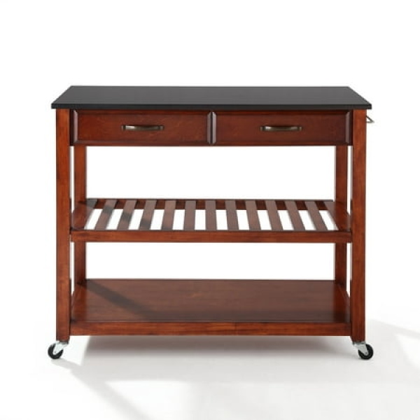 Sturdy Solid Hardwood Mobile Kitchen Cart with Raised Panel Drawers - Adjustable Shelf - Lockable Casters - Durable Construction