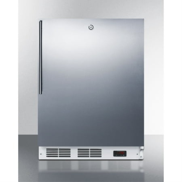 ADA compliant freestanding medical all-freezer capable of -25 C operation with lock stainless steel door and thin handle