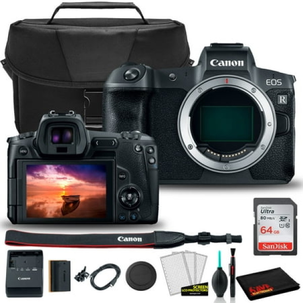 Canon EOS R Mirrorless Digital Camera (Body Only) (3075C002) + EOS Bag + Sandisk Ultra 64GB Card + Clean and Care Kit (International Model)