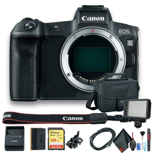 Canon EOS R Mirrorless Digital Camera Intl Model W/ Bag 128 GB Memory Card LED Light and More