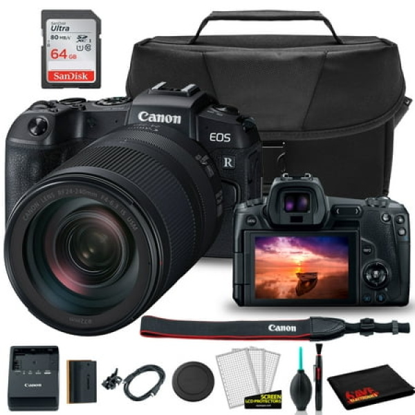 Canon EOS RP Mirrorless Digital Camera with 24-240mm Lens (3380C032) + EOS Bag + Sandisk Ultra 64GB Card + Clean and Care Kit